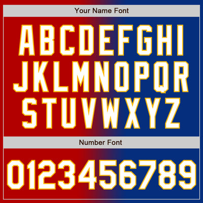 Custom Royal White Red-Gold Authentic Gradient Fashion Baseball Jersey