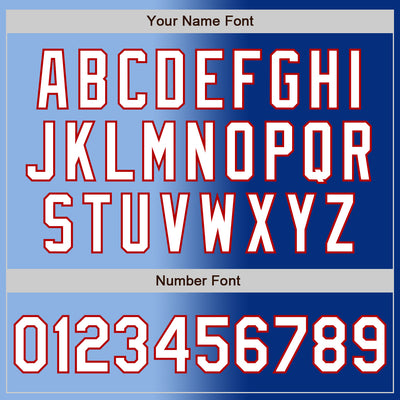 Custom Royal White Light Blue-Red Authentic Gradient Fashion Baseball Jersey