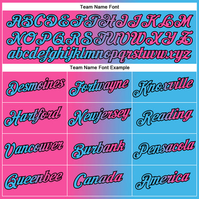 Custom Sky Blue Pink-Black Gradient Fashion Performance T-Shirt