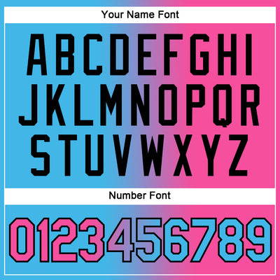 Custom Sky Blue Pink-Black Gradient Fashion Performance T-Shirt