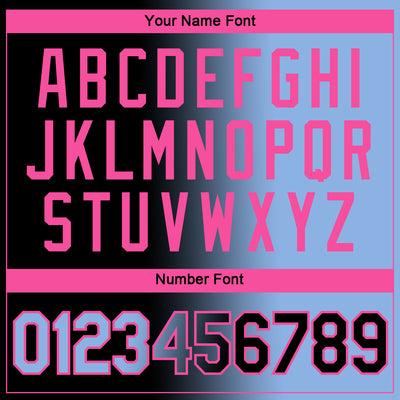 Custom Black Light Blue-Pink Gradient Fashion Performance T-Shirt