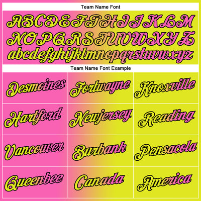 Custom Neon Yellow Pink-Black Gradient Fashion Performance T-Shirt