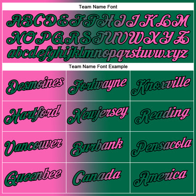 Custom Kelly Green Pink-Black Gradient Fashion Performance T-Shirt