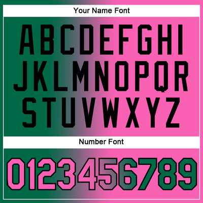 Custom Kelly Green Pink-Black Gradient Fashion Performance T-Shirt