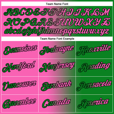 Custom Grass Green Pink-Black Gradient Fashion Performance T-Shirt