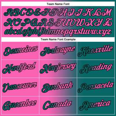 Custom Teal Pink-Black Gradient Fashion Performance T-Shirt