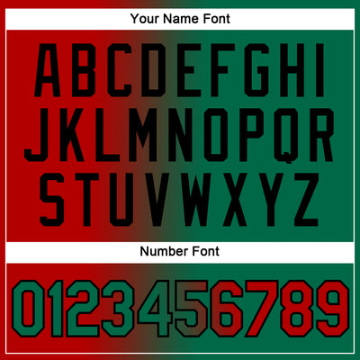 Custom Red Kelly Green-Black Gradient Fashion Performance T-Shirt