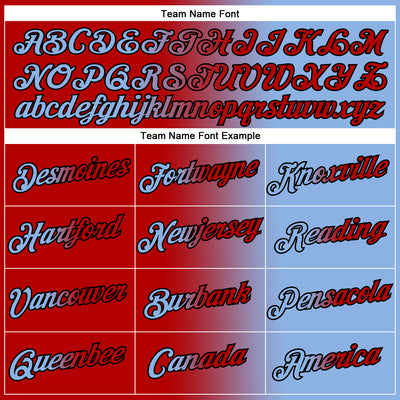 Custom Light Blue Red-Black Gradient Fashion Performance T-Shirt