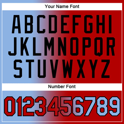 Custom Light Blue Red-Black Gradient Fashion Performance T-Shirt