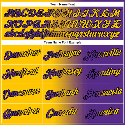 Custom Purple Yellow-Black Gradient Fashion Performance T-Shirt