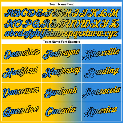 Custom Powder Blue Yellow-Black Gradient Fashion Performance T-Shirt