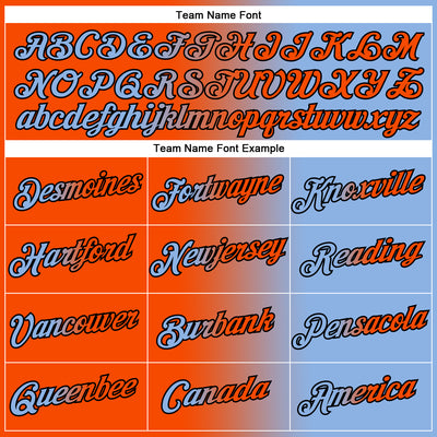 Custom Light Blue Orange-Black Gradient Fashion Performance T-Shirt