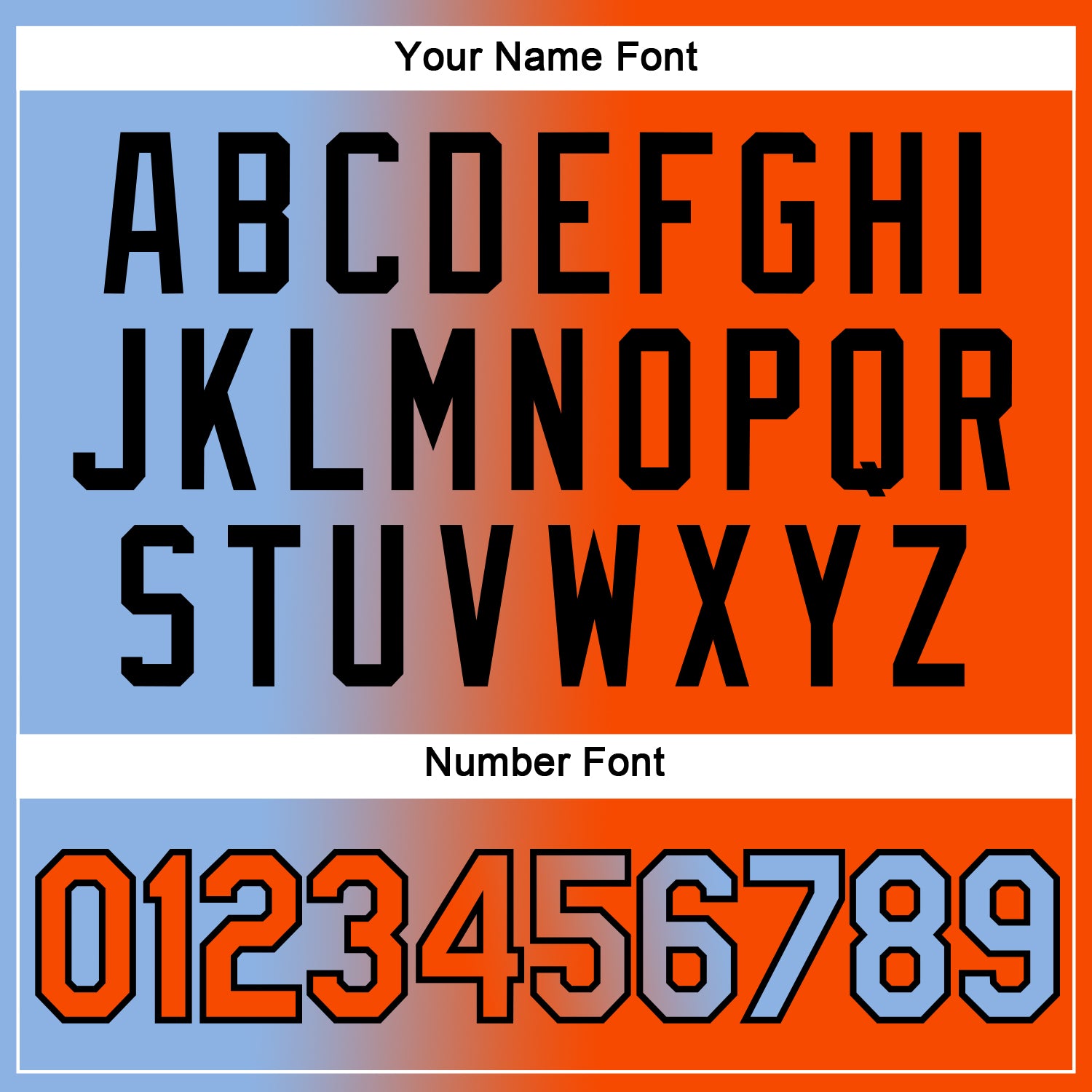 Custom Light Blue Orange-Black Gradient Fashion Performance T-Shirt