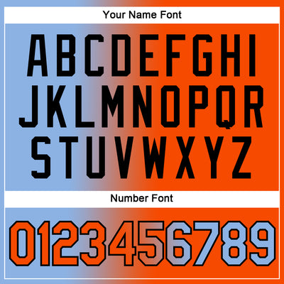 Custom Light Blue Orange-Black Gradient Fashion Performance T-Shirt