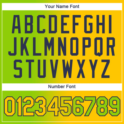 Custom Neon Green Yellow-Navy Gradient Fashion Performance T-Shirt