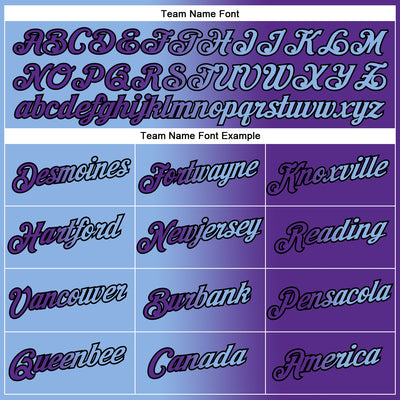 Custom Purple Light Blue-Black Gradient Fashion Performance T-Shirt