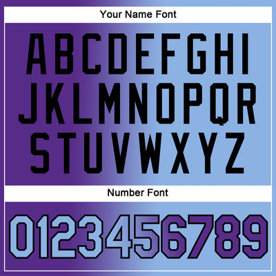 Custom Purple Light Blue-Black Gradient Fashion Performance T-Shirt