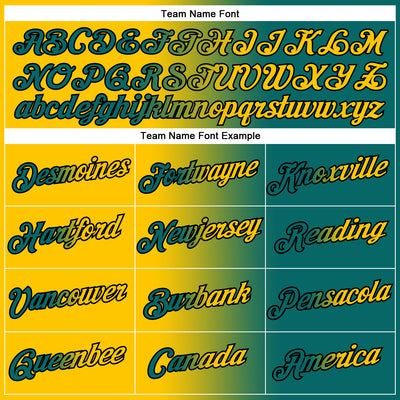 Custom Teal Yellow-Black Gradient Fashion Performance T-Shirt