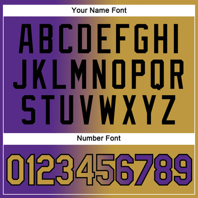 Custom Purple Old Gold-Black Gradient Fashion Performance T-Shirt