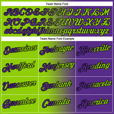 Custom Purple Neon Green-Black Gradient Fashion Performance T-Shirt