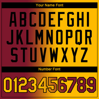 Custom Maroon Gold-Black Gradient Fashion Performance T-Shirt