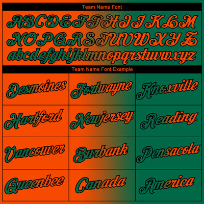 Custom Kelly Green Orange-Black Gradient Fashion Performance T-Shirt