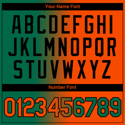 Custom Kelly Green Orange-Black Gradient Fashion Performance T-Shirt