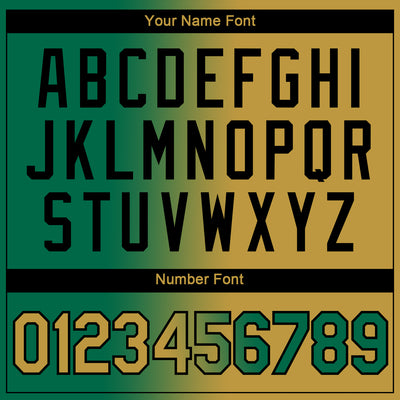 Custom Kelly Green Old Gold-Black Gradient Fashion Performance T-Shirt