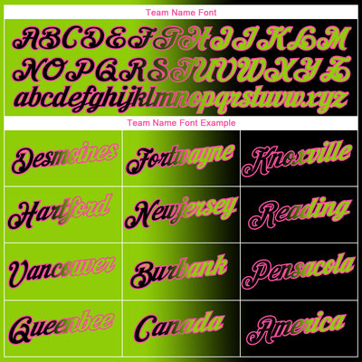 Custom Black Neon Green-Pink Gradient Fashion Performance T-Shirt