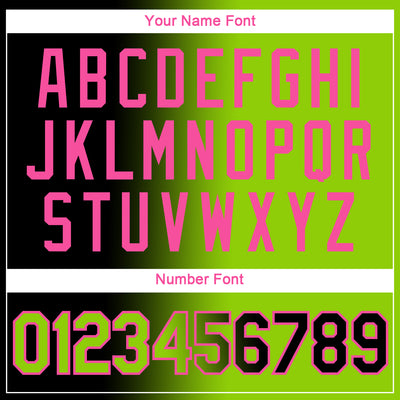 Custom Black Neon Green-Pink Gradient Fashion Performance T-Shirt