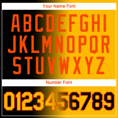 Custom Black Gold-Orange Gradient Fashion Performance T-Shirt