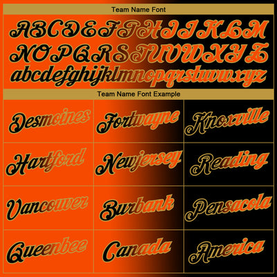 Custom Black Orange-Old Gold Gradient Fashion Performance T-Shirt