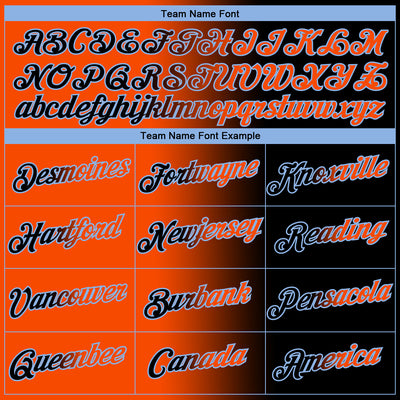 Custom Black Orange-Light Blue Gradient Fashion Performance T-Shirt