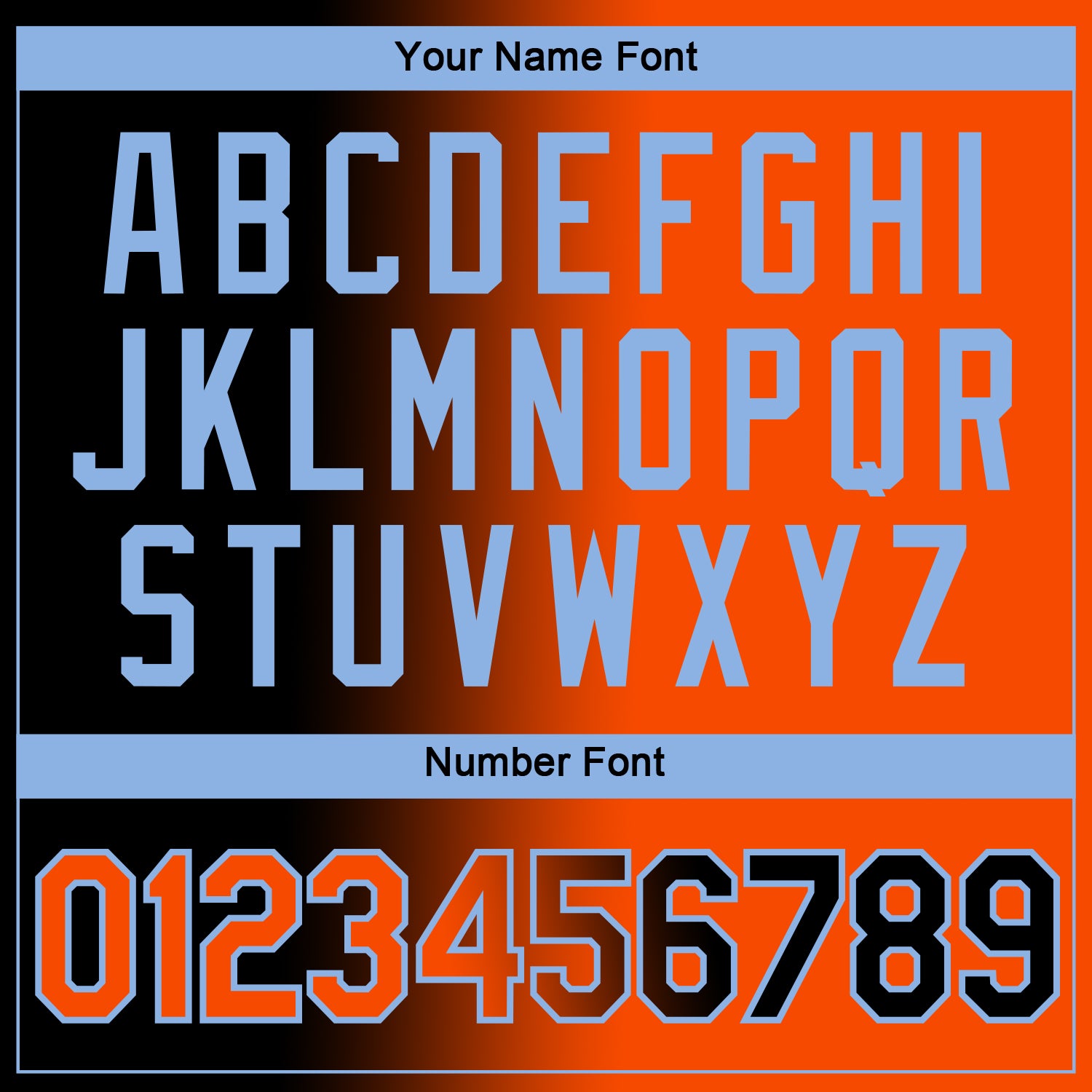 Custom Black Orange-Light Blue Gradient Fashion Performance T-Shirt