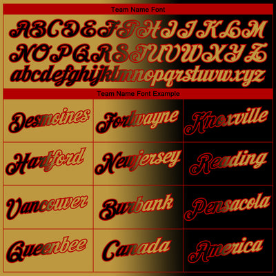 Custom Black Old Gold-Red Gradient Fashion Performance T-Shirt