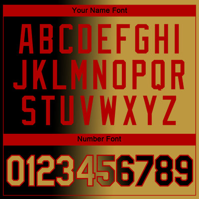 Custom Black Old Gold-Red Gradient Fashion Performance T-Shirt