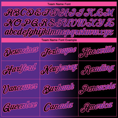 Custom Black Purple-Pink Gradient Fashion Performance T-Shirt