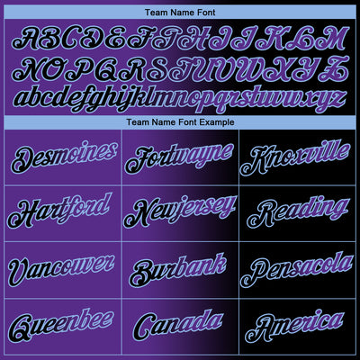 Custom Black Purple-Light Blue Gradient Fashion Performance T-Shirt