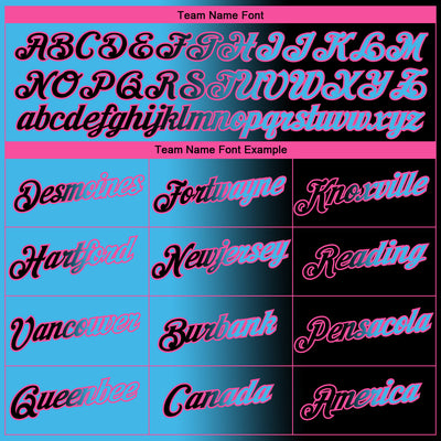 Custom Black Sky Blue-Pink Gradient Fashion Performance T-Shirt