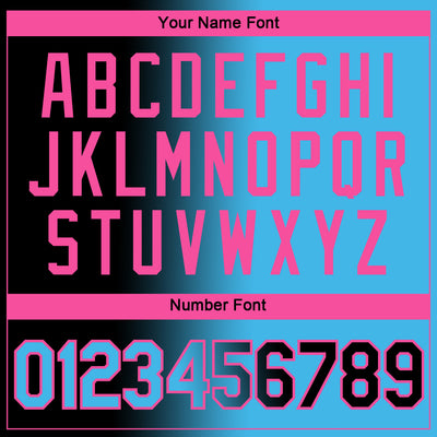 Custom Black Sky Blue-Pink Gradient Fashion Performance T-Shirt