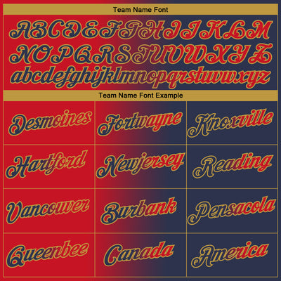 Custom Navy Red-Old Gold Gradient Fashion Performance T-Shirt