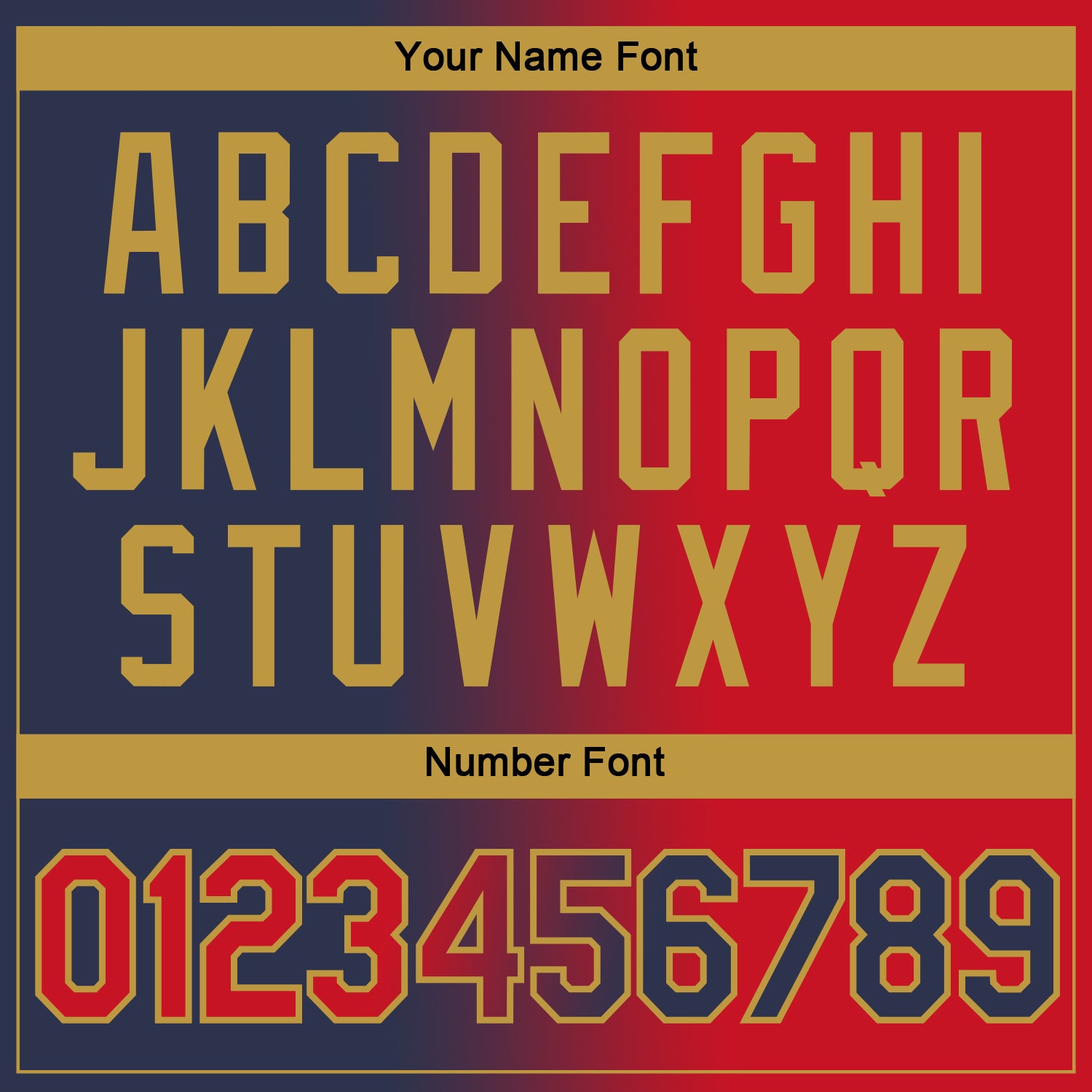 Custom Navy Red-Old Gold Gradient Fashion Performance T-Shirt