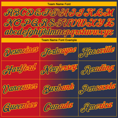 Custom Navy Red-Gold Gradient Fashion Performance T-Shirt