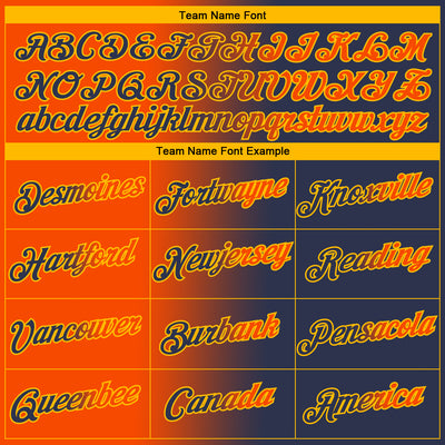 Custom Navy Orange-Gold Gradient Fashion Performance T-Shirt