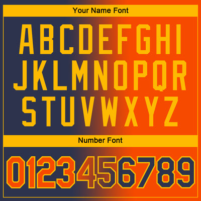 Custom Navy Orange-Gold Gradient Fashion Performance T-Shirt