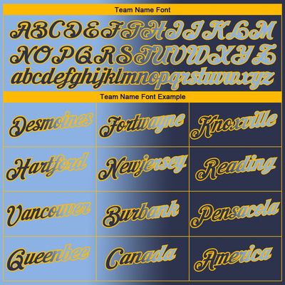 Custom Navy Light Blue-Gold Gradient Fashion Performance T-Shirt