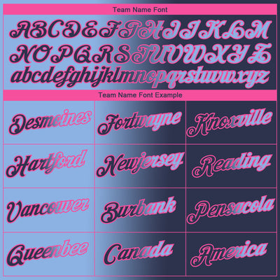 Custom Navy Light Blue-Pink Gradient Fashion Performance T-Shirt