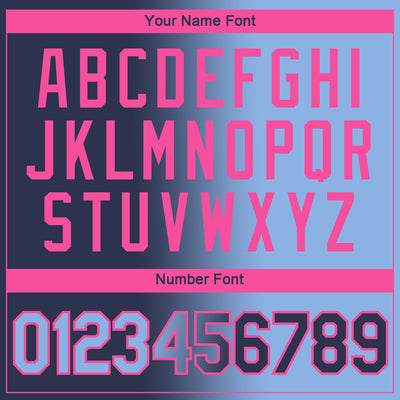 Custom Navy Light Blue-Pink Gradient Fashion Performance T-Shirt