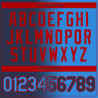 Custom Navy Powder Blue-Red Gradient Fashion Performance T-Shirt