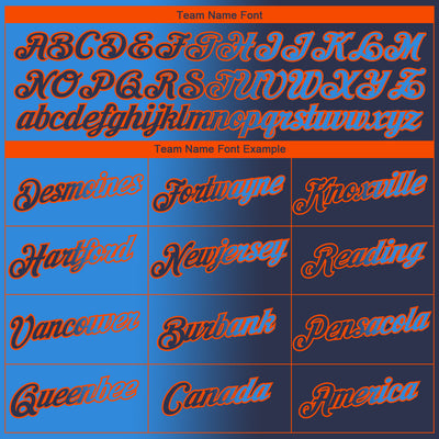 Custom Navy Powder Blue-Orange Gradient Fashion Performance T-Shirt
